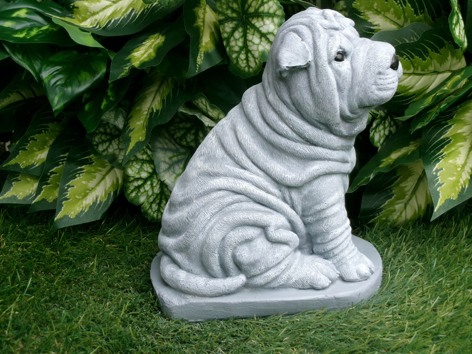 Shar-Pei Dog Concrete Statue 4.75 x 7 x 8" High