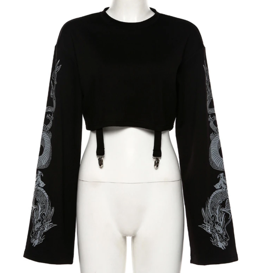 STREET GOTH DRAGON CROP SHIRT