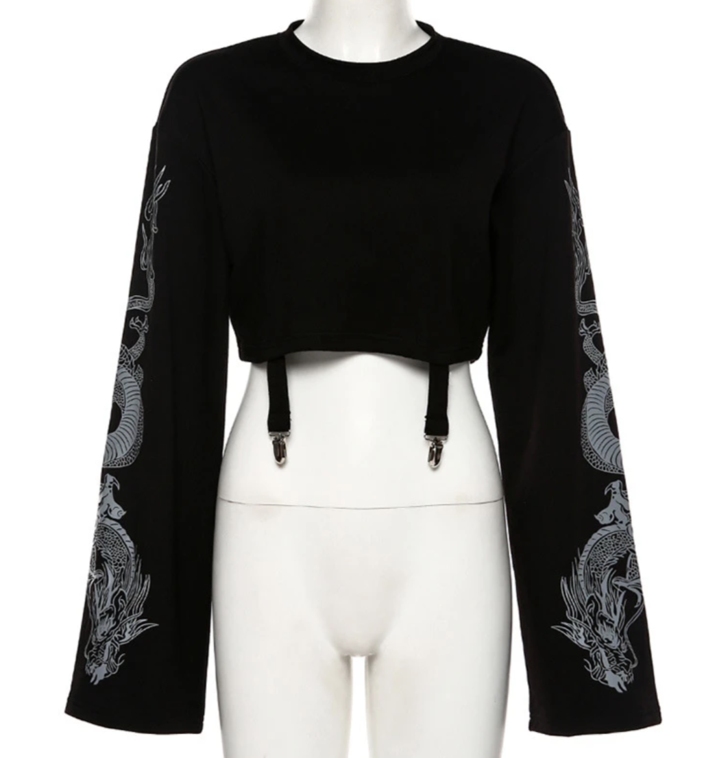 STREET GOTH DRAGON CROP SHIRT