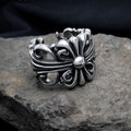 Stunning Punk Goth Floral Cross Silver Ring Unique