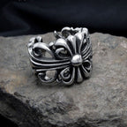 Stunning Punk Goth Floral Cross Silver Ring Unique