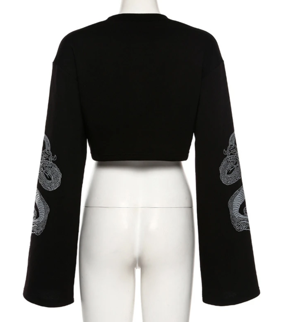 STREET GOTH DRAGON CROP SHIRT