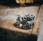 Stunning Punk Goth Floral Cross Silver Ring Unique