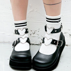 CYBER GIRL DOUBLE HEART PLATFORM SHOES