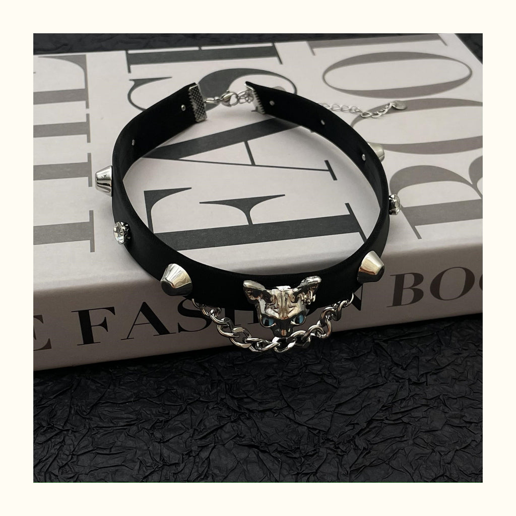 Punk Cat Leather Chocker