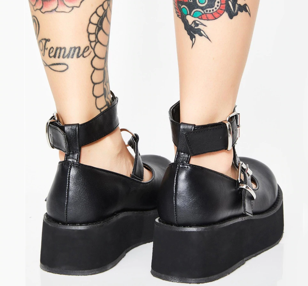 CYBER GIRL DOUBLE HEART PLATFORM SHOES