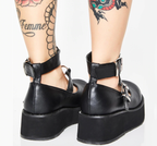 CYBER GIRL DOUBLE HEART PLATFORM SHOES