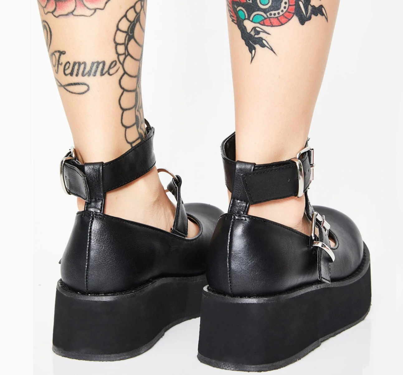 CYBER GIRL DOUBLE HEART PLATFORM SHOES
