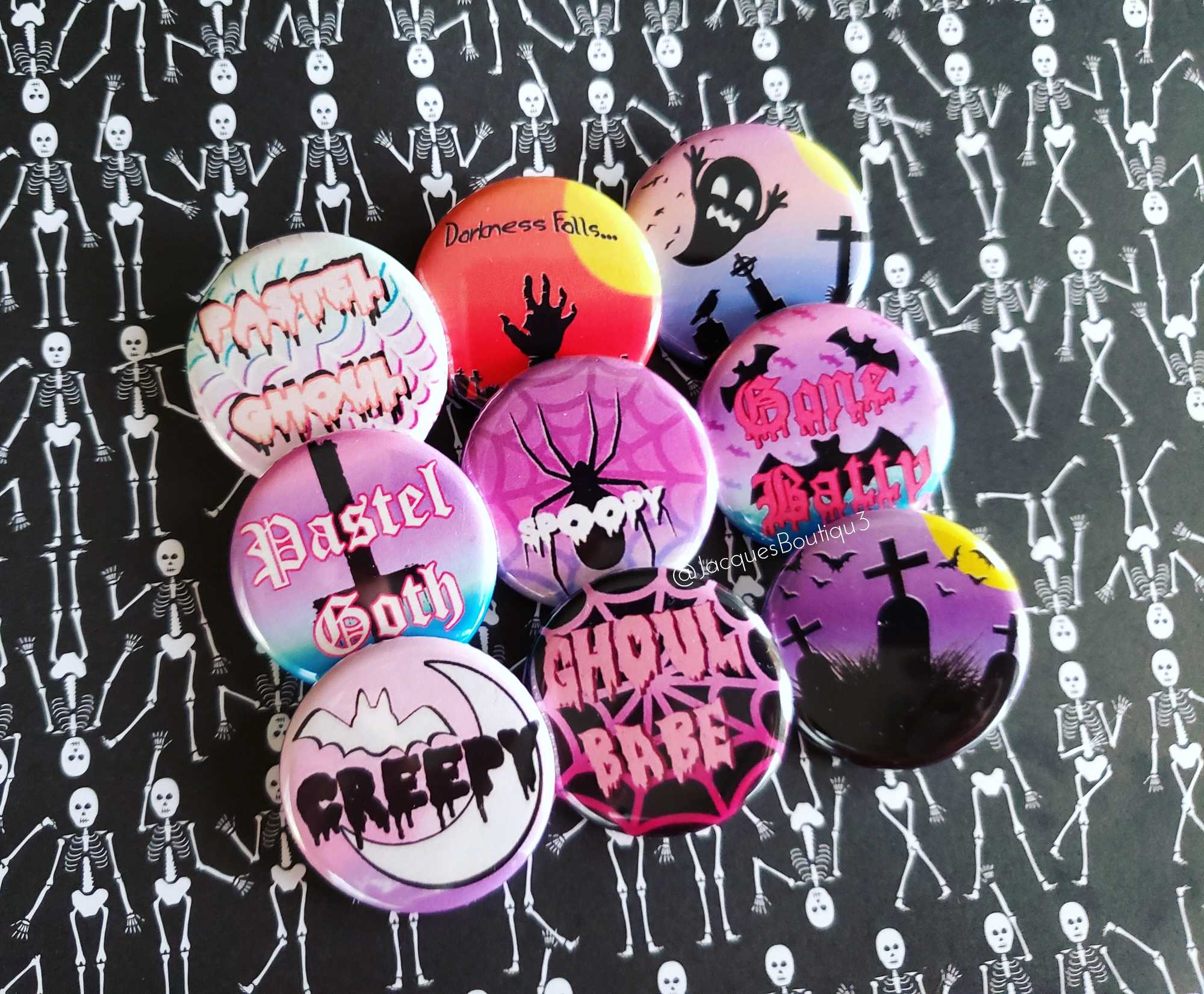Pastel Goth Halloween Button Set