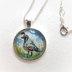 Quail necklace miniature wearable painting. Hand-Painted California state bird in watercolor