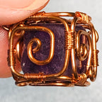 Purple Crystal Cube Necklace, Copper Wire Wrapped Pendant, Gifts for Women, Witch Jewelry