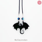 Black Dragon Pendant Necklace with Beads
