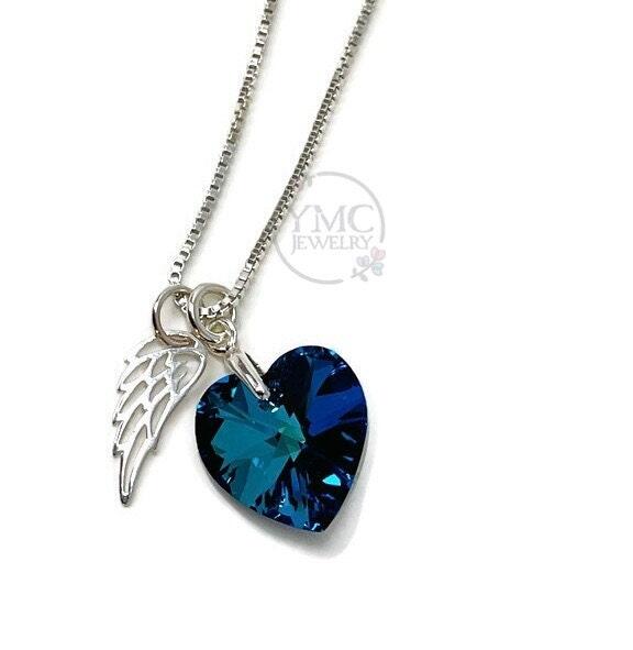 Personalized Remembrance Memorial Angel Wing Necklace,Mother's Day Gift,Sympathy Bereavement Gift,Loss of Husband Mom Mother Brother Sister