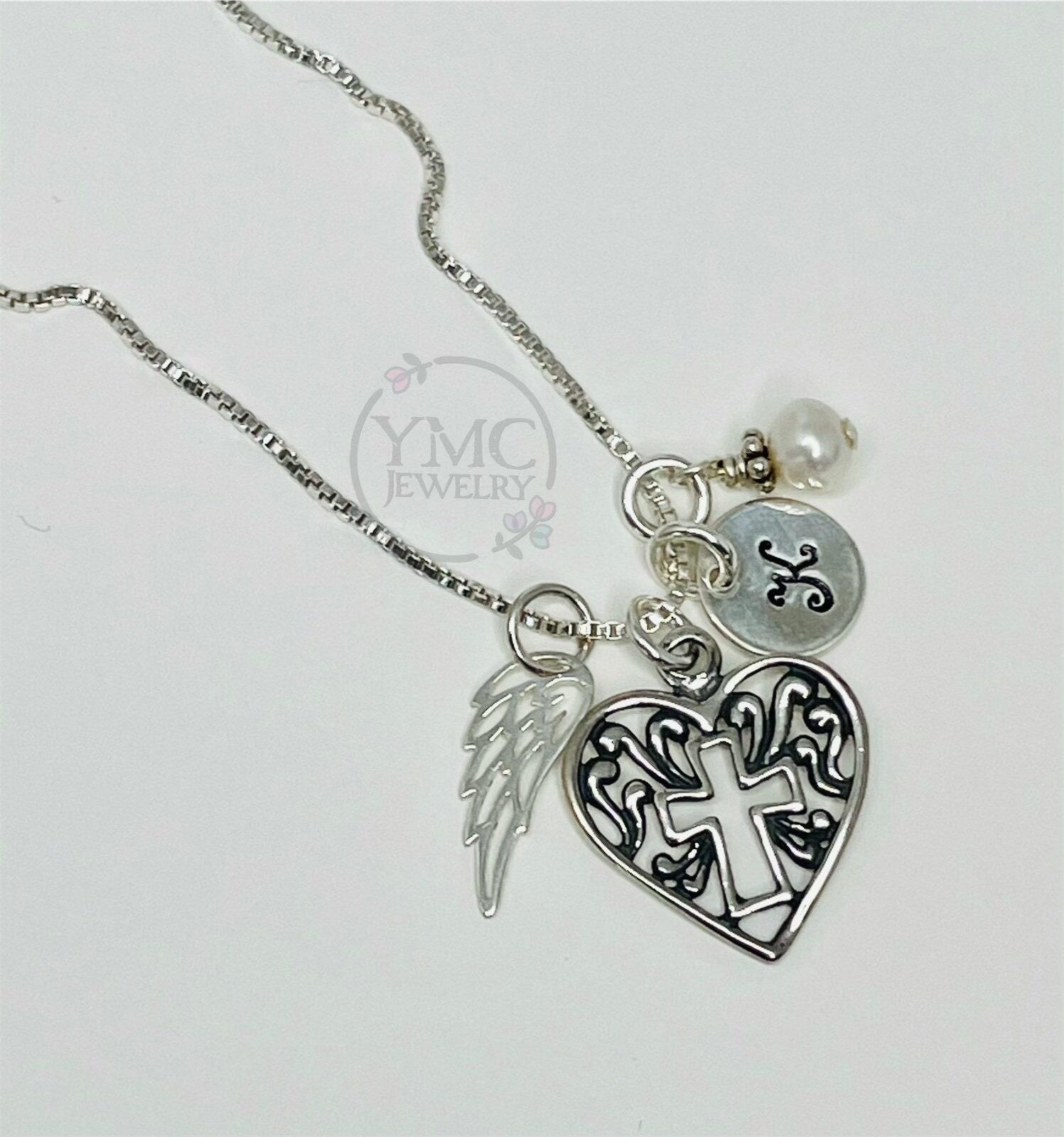 Personalized Remembrance Memorial Angel Wing Necklace,Mother's Day Gift,Sympathy Bereavement Gift,Loss of Husband Mom Mother Brother Sister