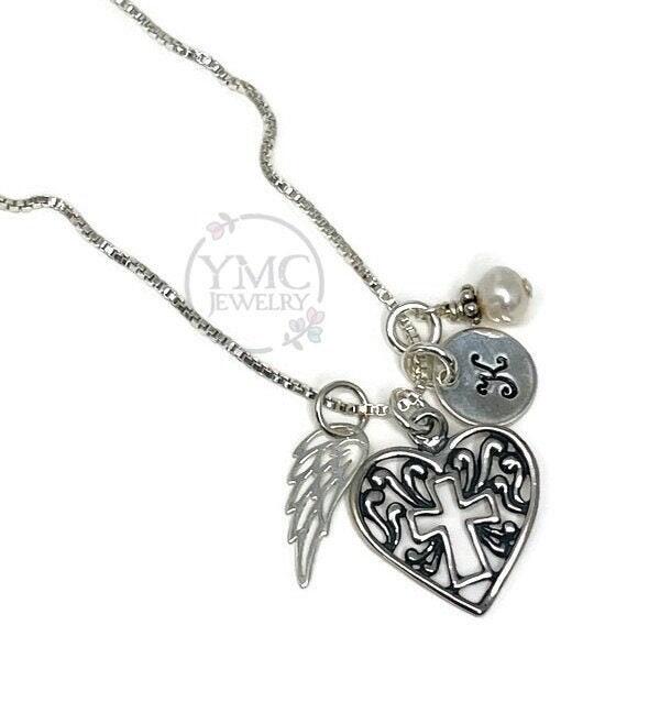Personalized Remembrance Memorial Angel Wing Necklace,Mother's Day Gift,Sympathy Bereavement Gift,Loss of Husband Mom Mother Brother Sister