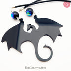 Black Dragon Pendant Necklace with Beads