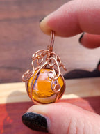 Orange Glass Pumpkin Pendant Necklace