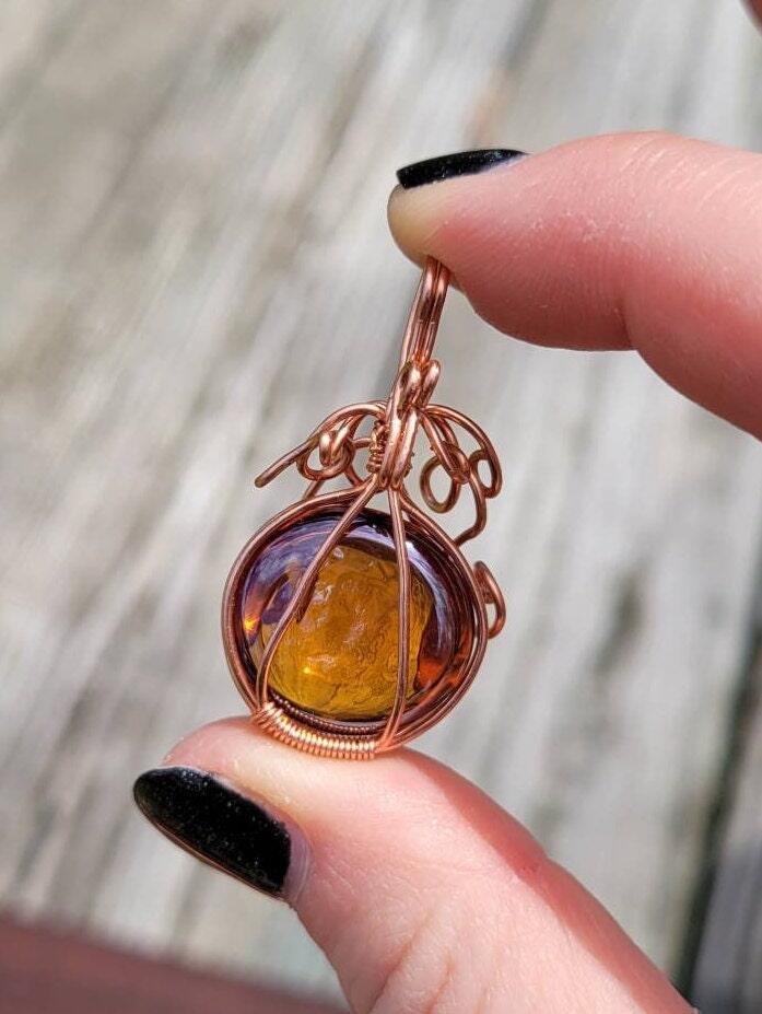 Orange Glass Pumpkin Pendant Necklace