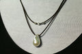Flame ball White Pearl Leather necklace, statement jewelry, 3rd Anniversary gift for wife,
