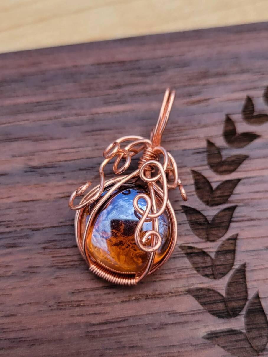 Orange Glass Pumpkin Pendant Necklace