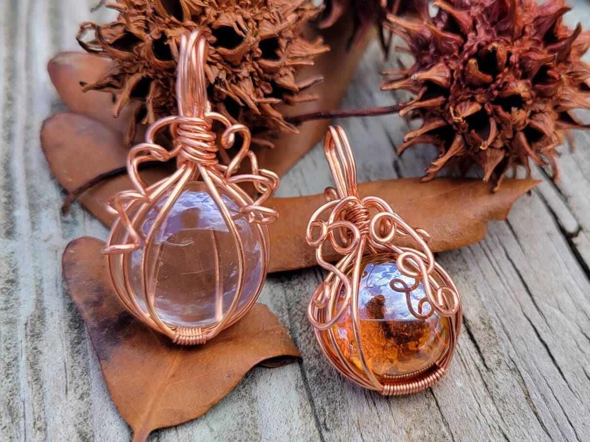 Orange Glass Pumpkin Pendant Necklace