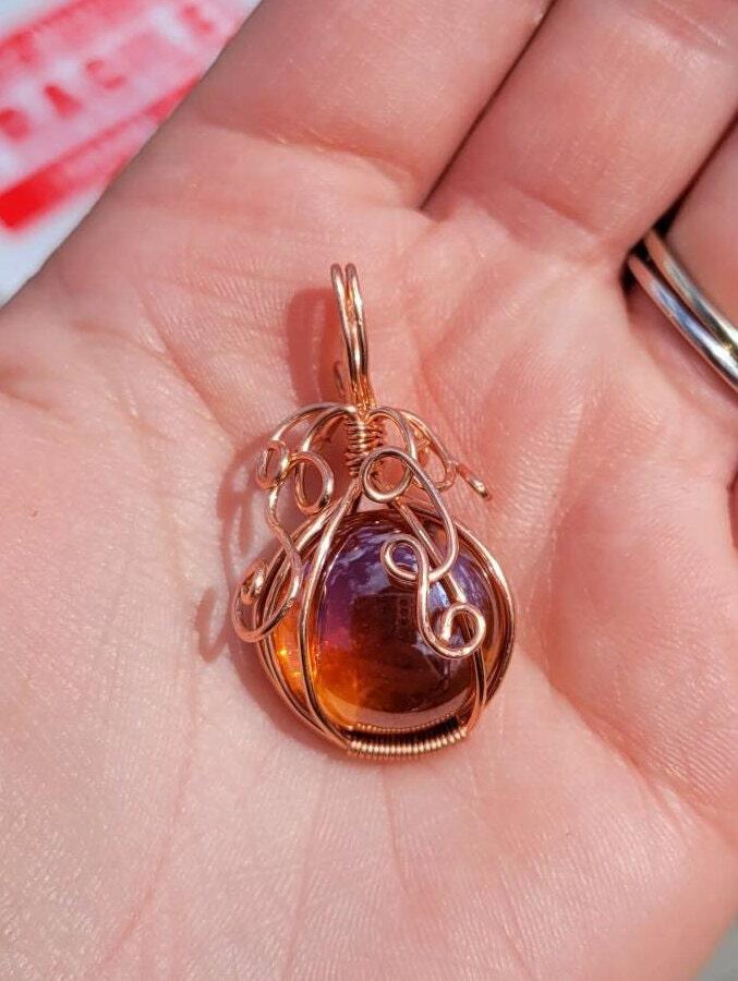 Orange Glass Pumpkin Pendant Necklace