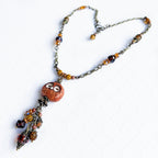 Bohemian Owl Tassel Necklace, Antique Brass Necklace, 24 Inches Long