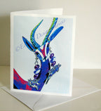 Psychedelic Gazelle Wearing Flying Pig Earrings Blank Note Cards