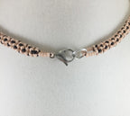 Pink and Black Jasper Pendant on Chenille Stich Beaded Necklace, 20 Inch