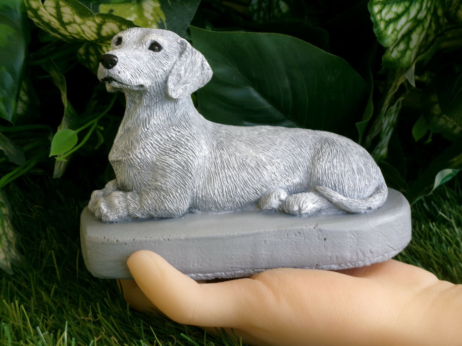 Dachshund Concrete Urn Decoration Figurine 2-1/2 x 5-1/4 x 3-1/2" high