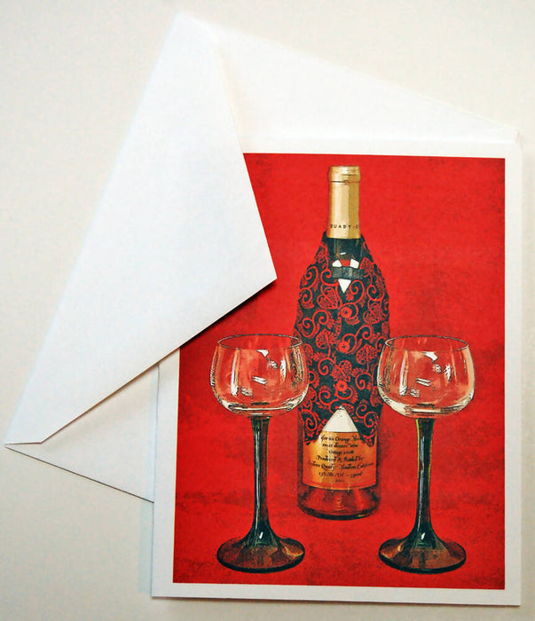 Set of 4 Wine Themed Blank Note Cards