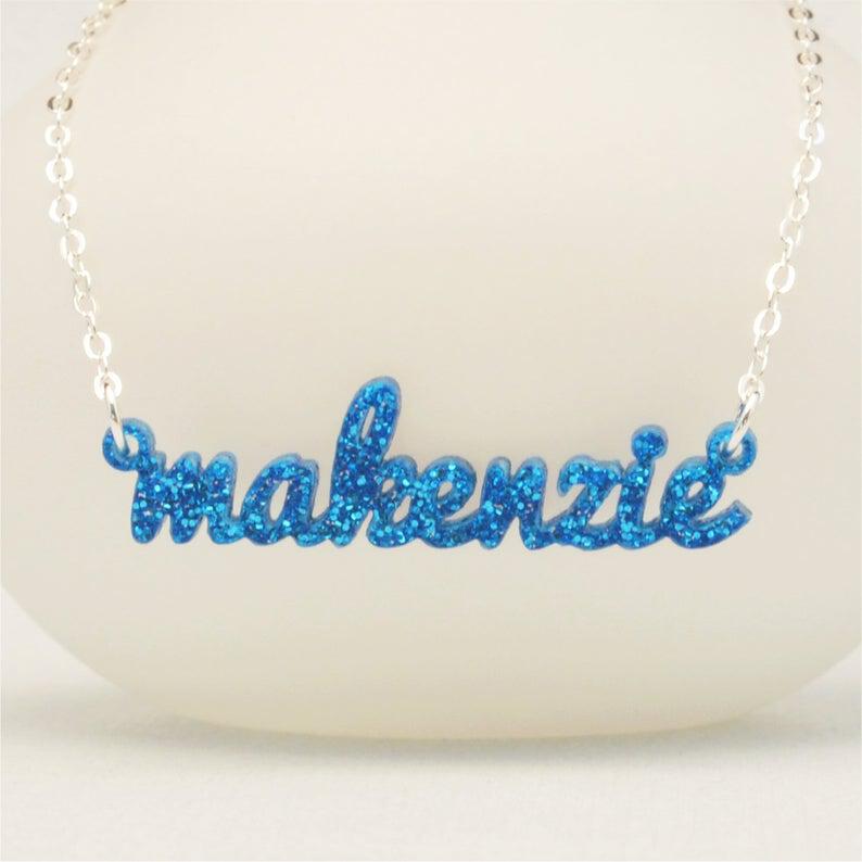 Small Acrylic Name Necklace, 1/2 Inch Height