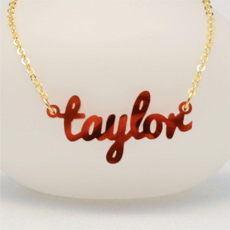 Small Acrylic Name Necklace, 1/2 Inch Height