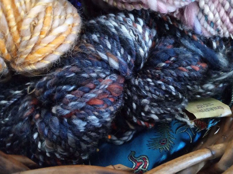 Black Tweed Handspun Merino Wool Yarn 70 yards