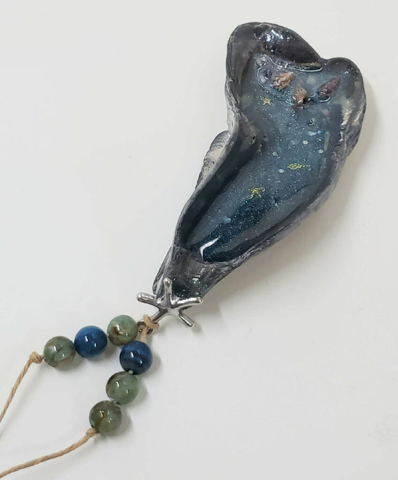 Natural Resin Oyster Shell Beach Scene Wall Art or Hanging Decor