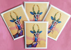 Psychedelic Gazelle Wearing Flying Pig Earrings Blank Note Cards